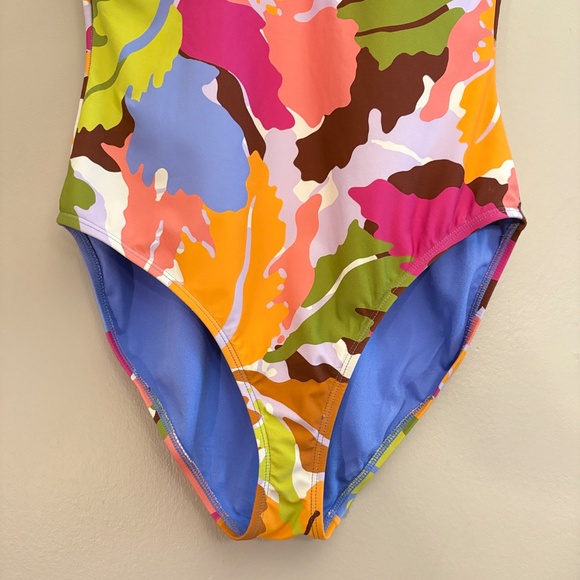 Catalina Abstract Floral Pattern Swimsuit w Criss Cross Back - Picture 8 of 15